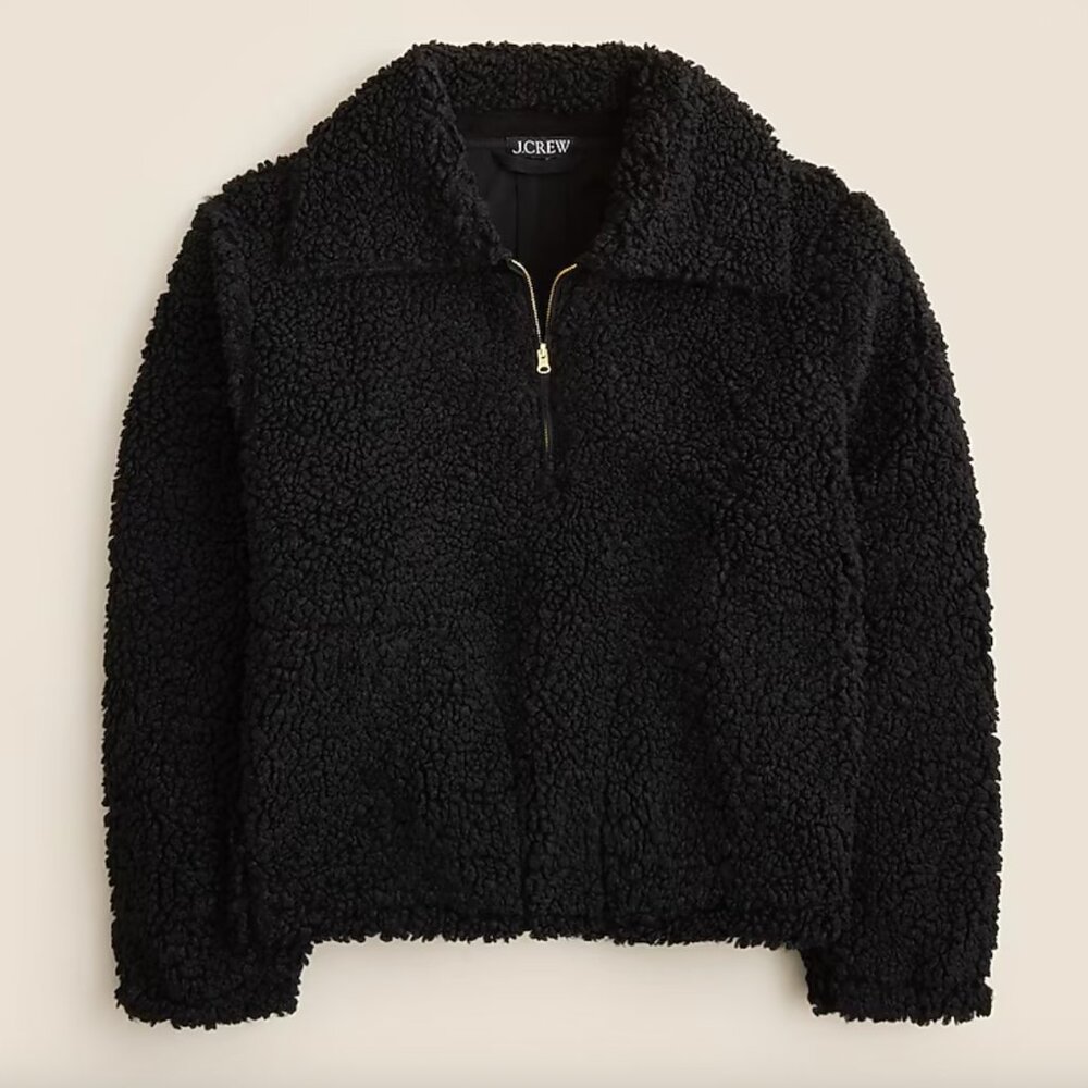 J.Crew quarter-zip fleece sherpa NWOT large black sweatshirt / brand new